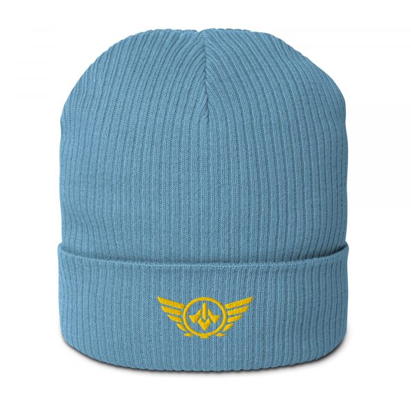 Gold Embroidered Logo Beanie | Organic Ribbed