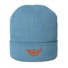 Orange Embroidered Logo Beanie | Organic Ribbed