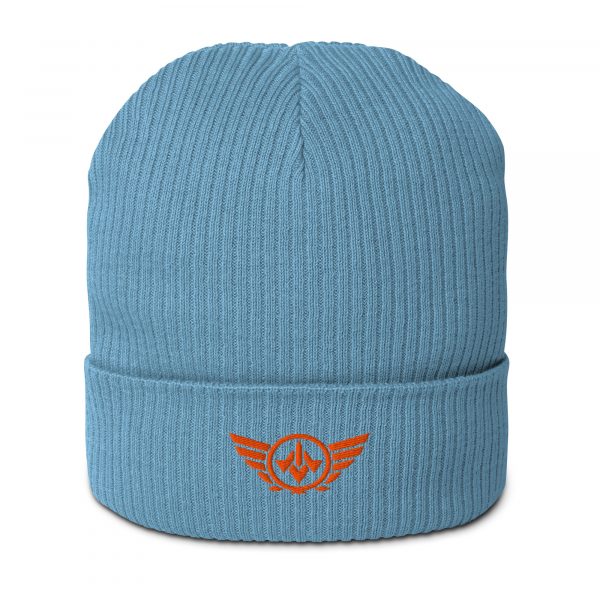 Orange Embroidered Logo Beanie | Organic Ribbed