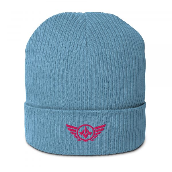 Flamingo Embroidered Logo Beanie | Organic Ribbed