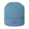 Purple Embroidered Logo Beanie | Organic Ribbed