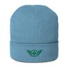 Kelly Green Embroidered Logo Beanie | Organic Ribbed
