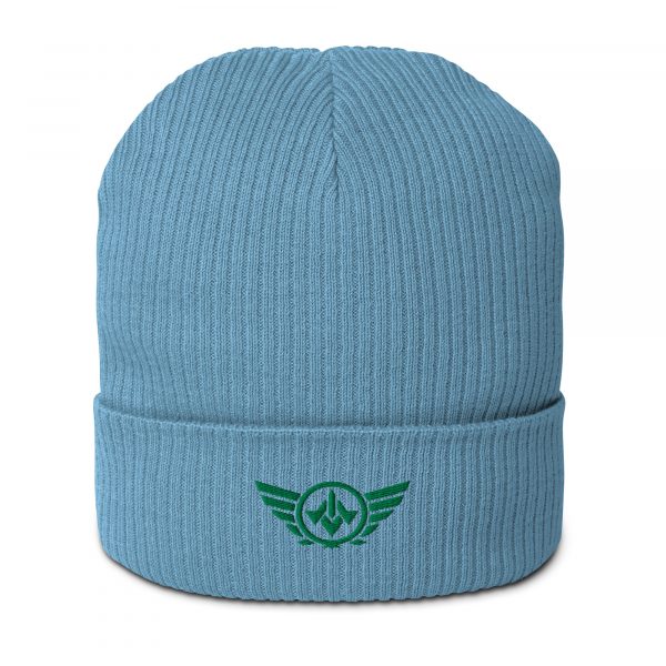 Kelly Green Embroidered Logo Beanie | Organic Ribbed