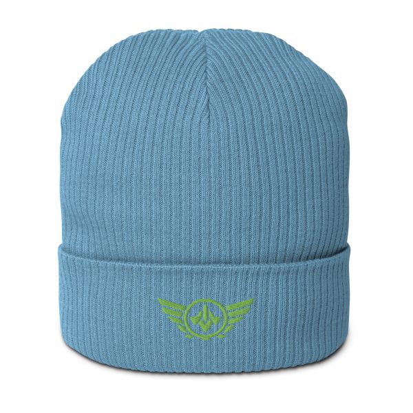 Kiwi Green Embroidered Logo Beanie | Organic Ribbed