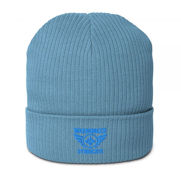 Aqua Embroidered Brand Logo Beanie | Organic Ribbed