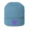 Purple Embroidered Brand Logo Beanie | Organic Ribbed