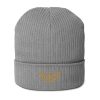 Old Gold Embroidered Logo Beanie | Organic Ribbed