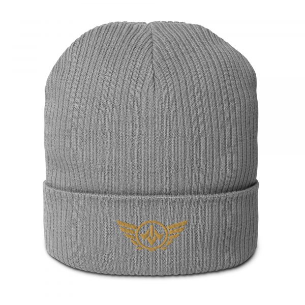 Old Gold Embroidered Logo Beanie | Organic Ribbed
