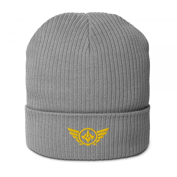 Gold Embroidered Logo Beanie | Organic Ribbed