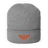 Orange Embroidered Logo Beanie | Organic Ribbed