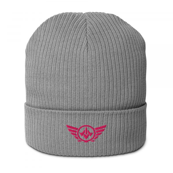 Flamingo Embroidered Logo Beanie | Organic Ribbed