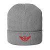 Red Embroidered Logo Beanie | Organic Ribbed