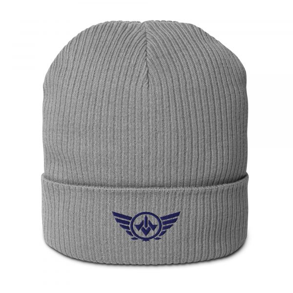 Navy Embroidered Logo Beanie | Organic Ribbed