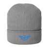 organic-ribbed-beanie-light-grey-front-68b9347575bb6.jpg Aqua Embroidered Logo Beanie | Organic Ribbed