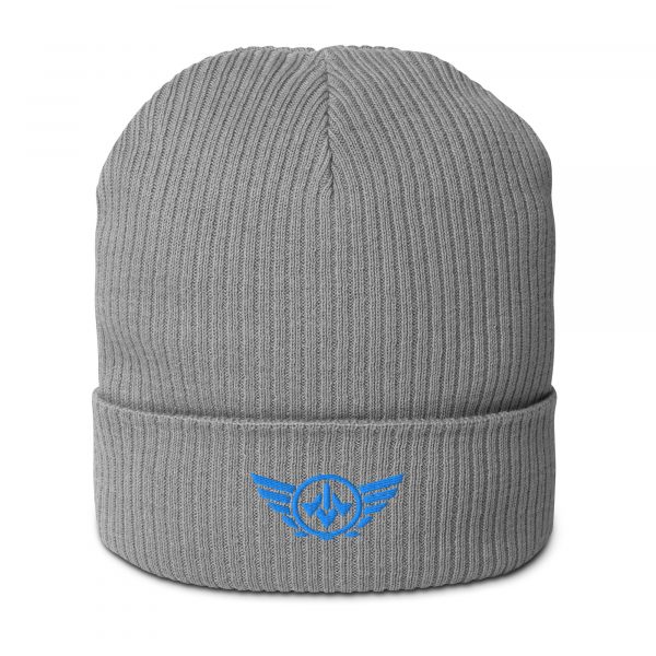 organic-ribbed-beanie-light-grey-front-68b9347575bb6.jpg Aqua Embroidered Logo Beanie | Organic Ribbed