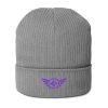 Purple Embroidered Logo Beanie | Organic Ribbed