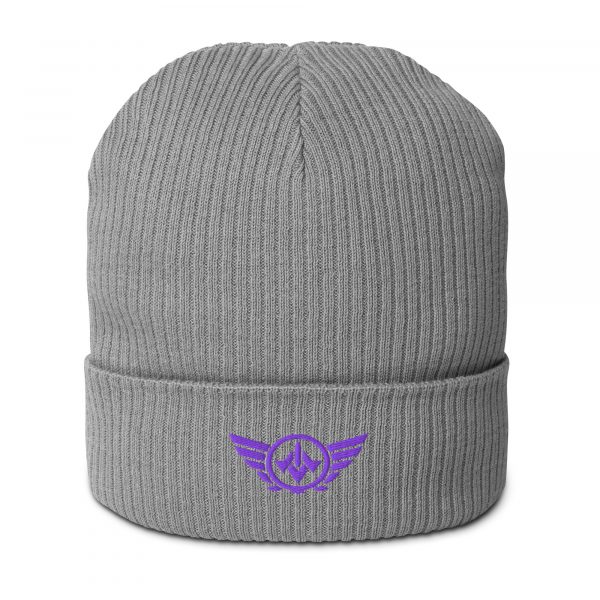 Purple Embroidered Logo Beanie | Organic Ribbed