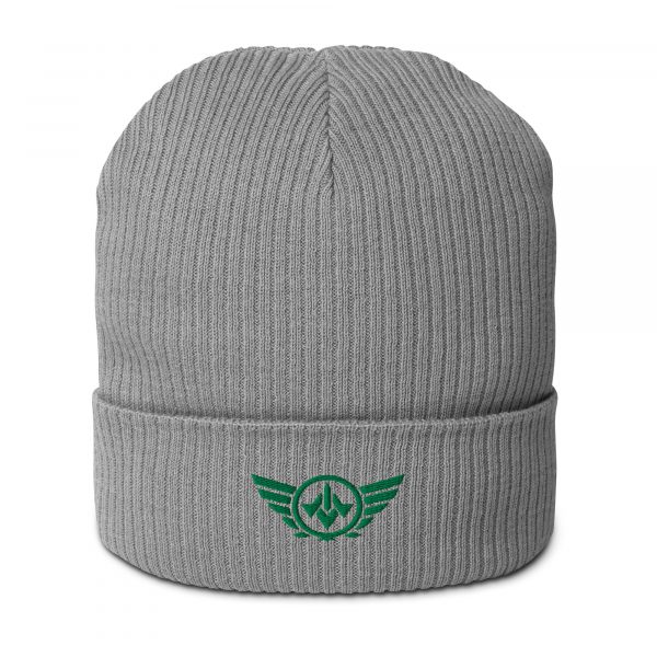 Kelly Green Embroidered Logo Beanie | Organic Ribbed