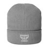White Embroidered Brand Logo Beanie | Organic Ribbed