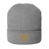 Old Gold Embroidered Brand Logo Beanie | Organic Ribbed