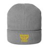 Gold Embroidered Brand Logo Beanie | Organic Ribbed
