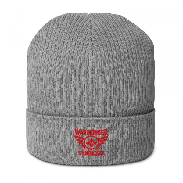 Red Embroidered Brand Logo Beanie | Organic Ribbed
