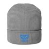 Aqua Embroidered Brand Logo Beanie | Organic Ribbed