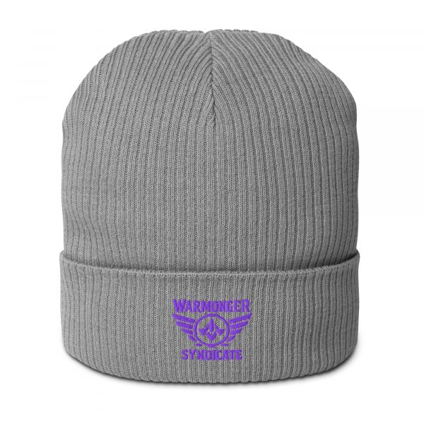 Purple Embroidered Brand Logo Beanie | Organic Ribbed