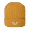 White Embroidered Logo Beanie | Organic Ribbed