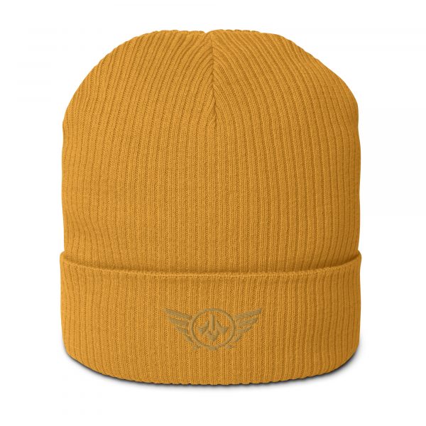 Old Gold Embroidered Logo Beanie | Organic Ribbed