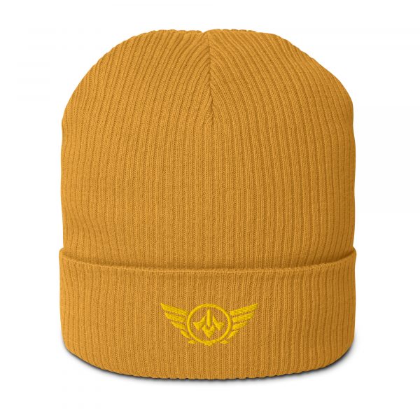 Gold Embroidered Logo Beanie | Organic Ribbed