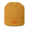 Orange Embroidered Logo Beanie | Organic Ribbed