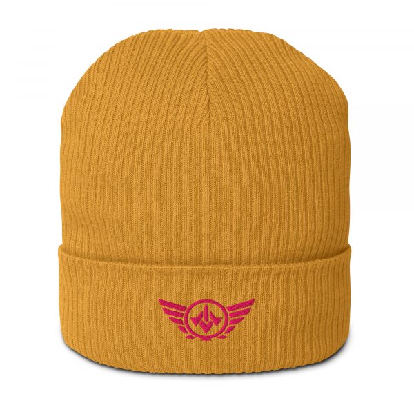 Flamingo Embroidered Logo Beanie | Organic Ribbed