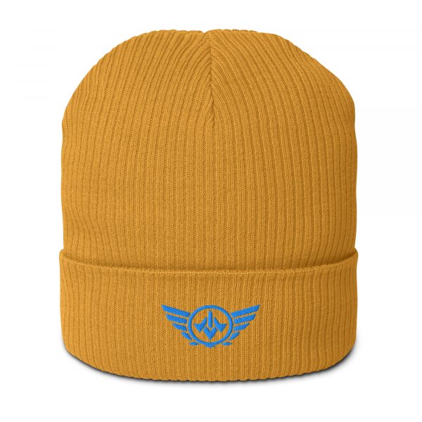 organic-ribbed-beanie-mustard-yellow-front-68b9347575ab4.jpg Aqua Embroidered Logo Beanie | Organic Ribbed