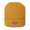 Purple Embroidered Logo Beanie | Organic Ribbed