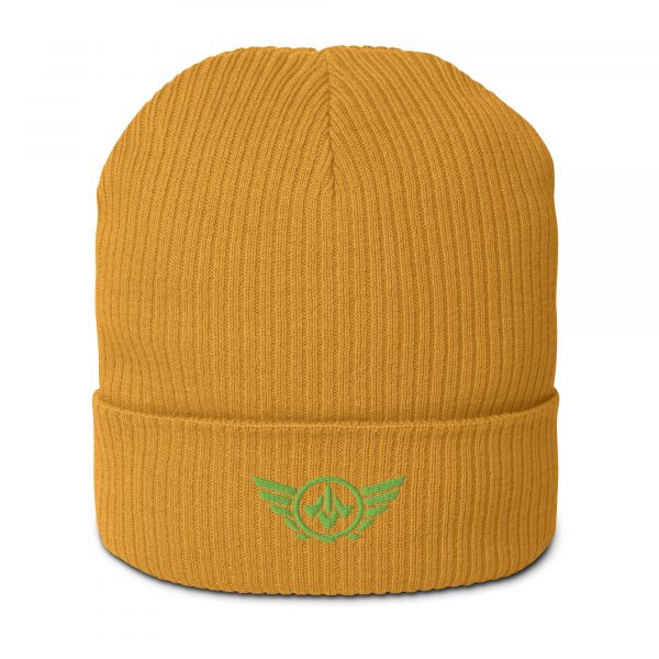Kiwi Green Embroidered Logo Beanie | Organic Ribbed
