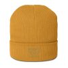 Old Gold Embroidered Brand Logo Beanie | Organic Ribbed