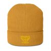 Gold Embroidered Brand Logo Beanie | Organic Ribbed