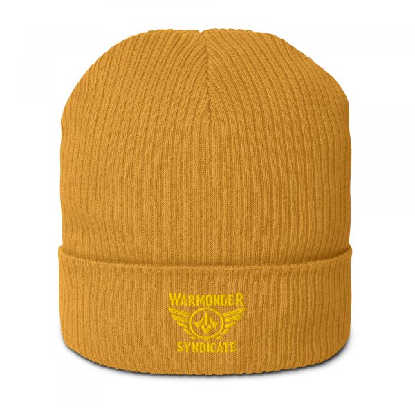 Gold Embroidered Brand Logo Beanie | Organic Ribbed