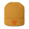 Orange Embroidered Brand Logo Beanie | Organic Ribbed