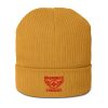 Red Embroidered Brand Logo Beanie | Organic Ribbed