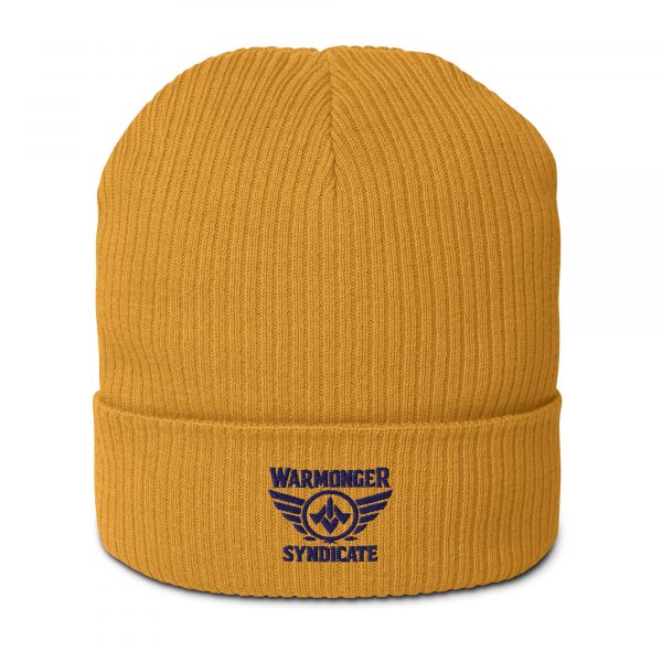 Navy Embroidered Brand Logo Beanie | Organic Ribbed