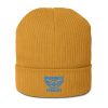 Aqua Embroidered Brand Logo Beanie | Organic Ribbed