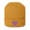 Purple Embroidered Brand Logo Beanie | Organic Ribbed