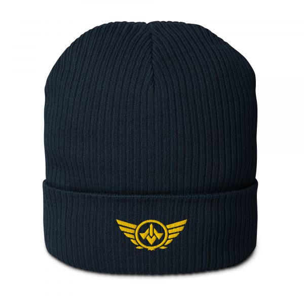Gold Embroidered Logo Beanie | Organic Ribbed