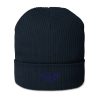 Navy Embroidered Logo Beanie | Organic Ribbed