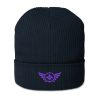 Purple Embroidered Logo Beanie | Organic Ribbed