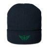 Kelly Green Embroidered Logo Beanie | Organic Ribbed
