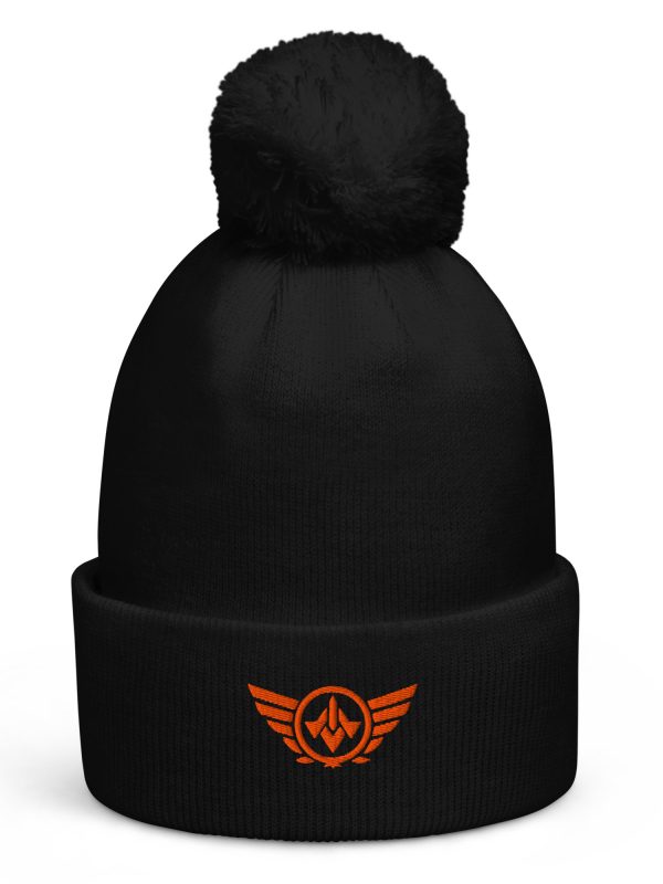Orange Embroidered Logo Pom-Pom Beanie | Double-Layer