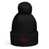 pom-pom-beanie-black-front-68b7e09eaae7a.jpg Maroon Embroidered Logo Pom-Pom Beanie | Double-Layer
